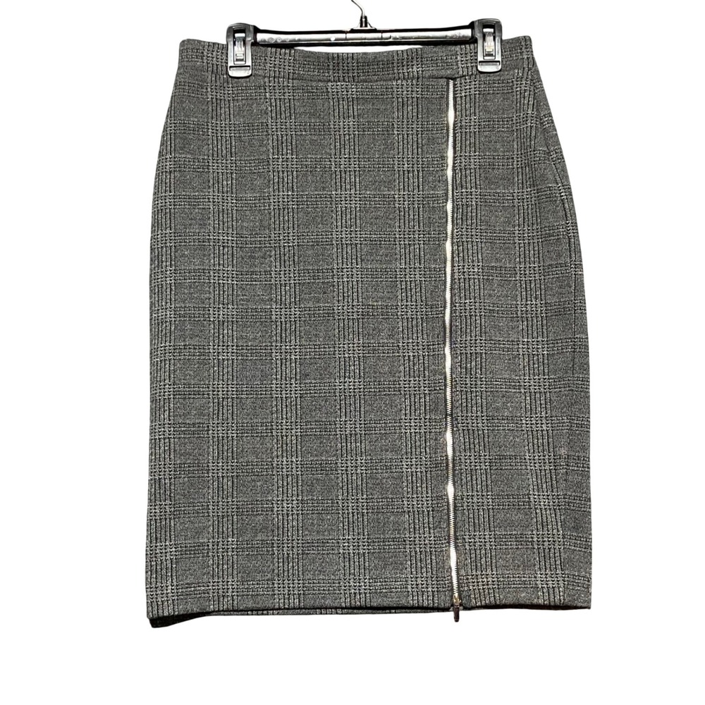 ANN TAYLOR Plaid Pencil Skirt Zipper Front Work Office Business Casual Women's 8
